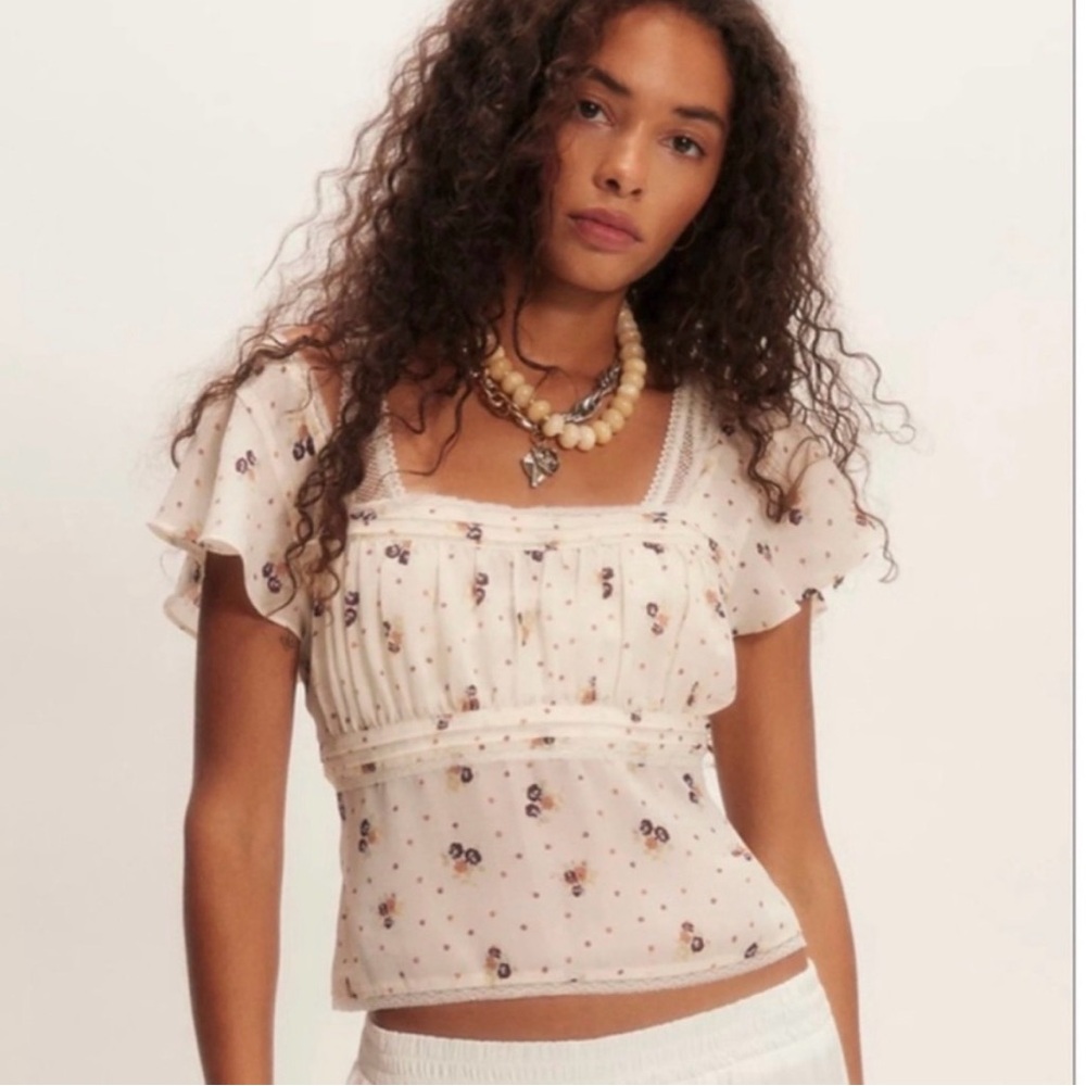 Free People prairie field swan combo top in ivory